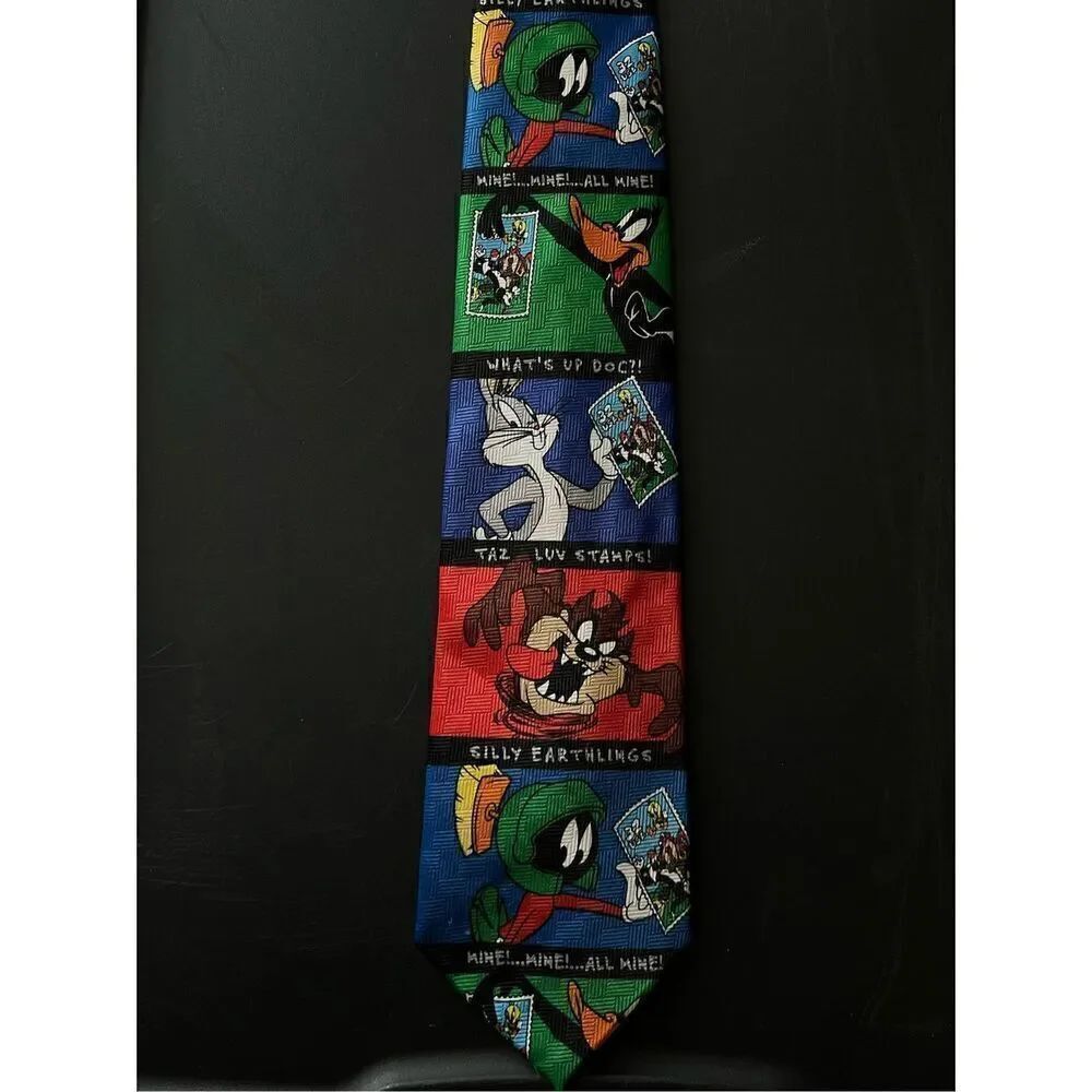 Vintage 90s Looney Tunes Stamps Tie